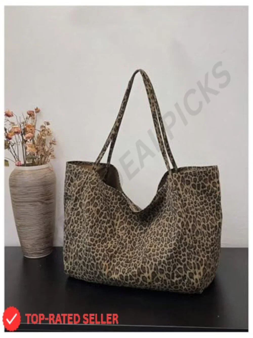 Leopard Print Tote Bag Oversize Shoulder Purse for Travel